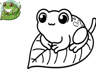 Illustration of Cartoon frog, Coloring book