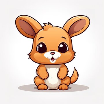flat logo of Cute rabbit cartoon vector icon illustration. animal nature icon concept isolated premium vector 
