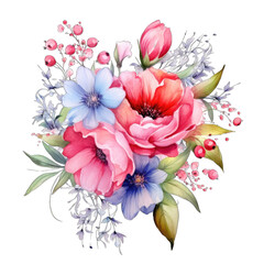 Flowers in the style of watercolor art. Luxurious floral elements png