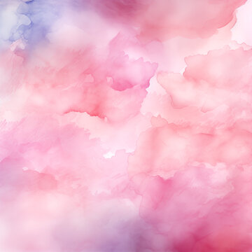 Dreamy pastel clouds in soft pink and lavender hues, a gentle and ethereal watercolor background for peaceful designs © Tata Che