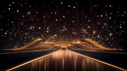 Luxurious podium, decorated with sparkling light effects