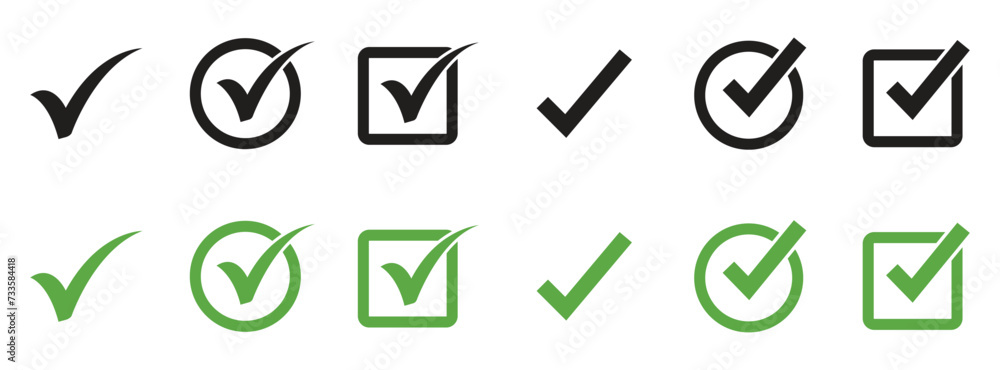 Fototapete set check mark icon symbols vector. symbol for web site computer and mobile vector.