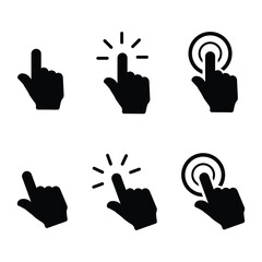 Set Clicker, Pointer Hand Line Icon. Editable Stroke. Pixel Perfect. For Mobile and Web.