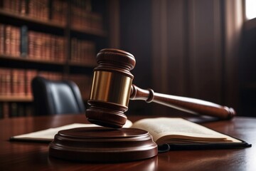 Law and authority lawyer concept, judgment gavel hammer in court courtroom for crime judgement legislation