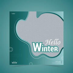 Winter sale template square flyer

