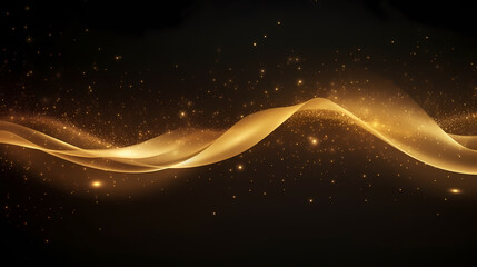 Obraz premium Luxurious and futuristic golden empty stage, golden particles background in stage shape