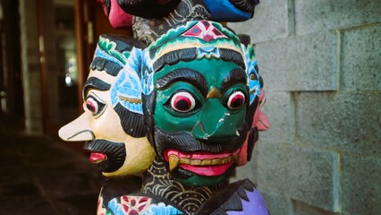 Topeng Tradisional Indonesia. Indonesian wooden masks, one of the traditional art culture from Indonesia.