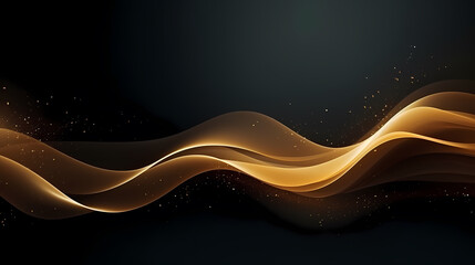 Luxurious and futuristic golden empty stage, golden particles background in stage shape