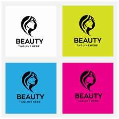 Beauty woman logo with editable vector file