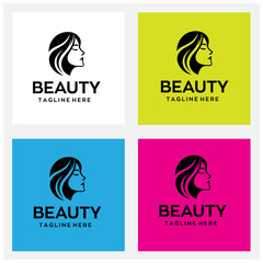 Beauty woman logo with editable vector file