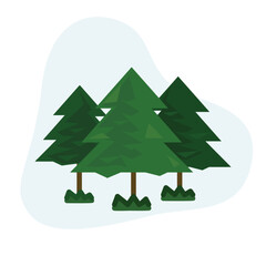 Forest trees flat vector Illustration icon decorated for web use for environment, foliage, green, landscape, pine trees.
