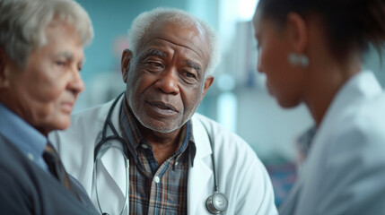 diverse healthcare professional discussing end-of-life care preferences with a patient and their family, ensuring the patient's wishes are respected and documented.