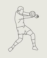 Line art illustration design of a volleyball male athlete