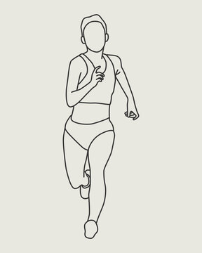 Line Art illustration design of a female running athlete, who is seen running