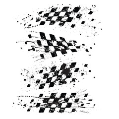 Different grunge wave ink flags