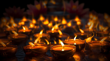 Photographing krathong floating gently on the water, Thailand Loy Krathong Festival