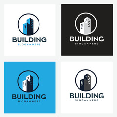 real estate building logo design with editable vector file