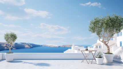 A white chairs on the terrace of a hotel