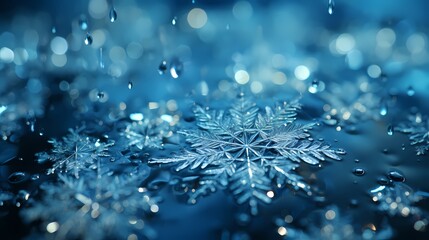 A close-up shot of individual snowflakes descending from the sky and landing softly on the ground. The HD camera captures the intricate details, portraying the mesmerizing dance of nature  - obrazy, fototapety, plakaty