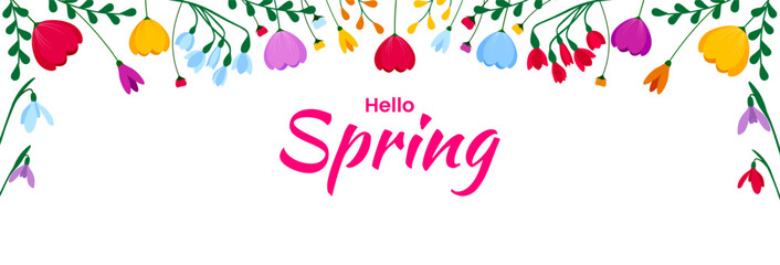 Spring floral banner background. Colorful floral illustration design. Vector