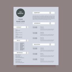 Creative Elegant stylish Clean Modern Professional CV Resume Vector Template Layout for Business Job Applications. Minimalist CV curriculum vitae design template vector layout resume for multipurpose. - obrazy, fototapety, plakaty