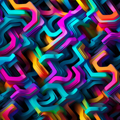 Abstract patterns in neon colors.