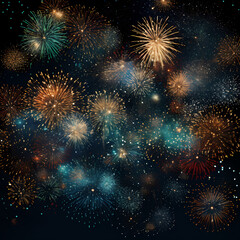 Abstract patterns of fireworks lighting up the night