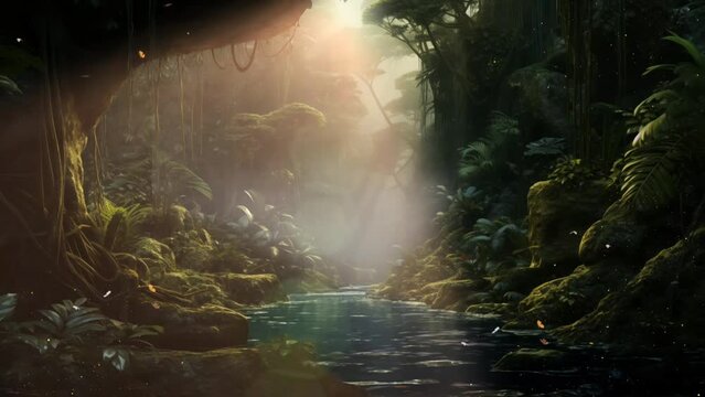 southeast asian rainforest with deep jungle. seamless looping overlay 4k virtual video animation background 