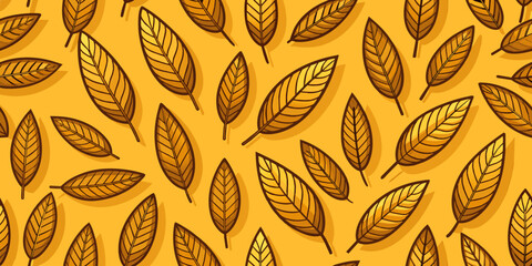 A seamless beige pattern of beautifully Illustrated Fall Leaves