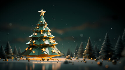 Christmas tree illustration, Christmas holidays concept