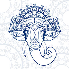 Ganesha Chaturthi vector background. Contour graphics.