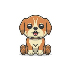 Vector illustration of funny cartoon dog in trendy. dog illustrations.