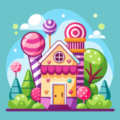Sweet Delights: Stock Image of a Charming Candy Shop, Overflowing with Colourful Confections and Tempting Treats - A Captivating Snapshot of Sugar-Coated Joy in a Whimsical Candy Wonderland.