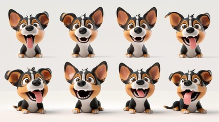 little dog with different expressions