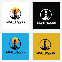 lighthouse logo design with editable vector file