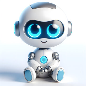 3d cute robot sitting 