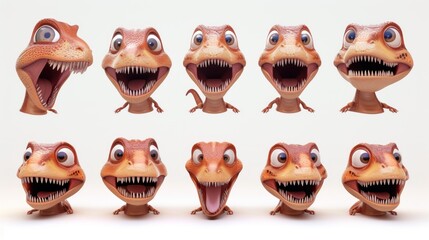 Dinosaurs' Multifaceted Expressions - obrazy, fototapety, plakaty