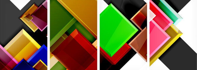 Color glass glossy square composition poster set for wallpaper, business card, cover, poster, banner, brochure, header, website