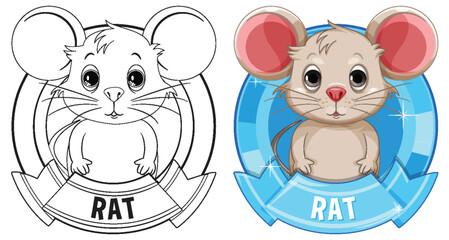Two stylized rats, one sketched, one colored.