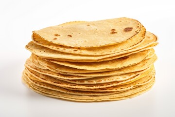 Stock of delicious corn tortillas isolated on white Background, delicious corn tortillas, Ai generated