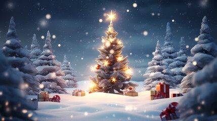 Fototapeta na wymiar Christmas tree, happy new year concept