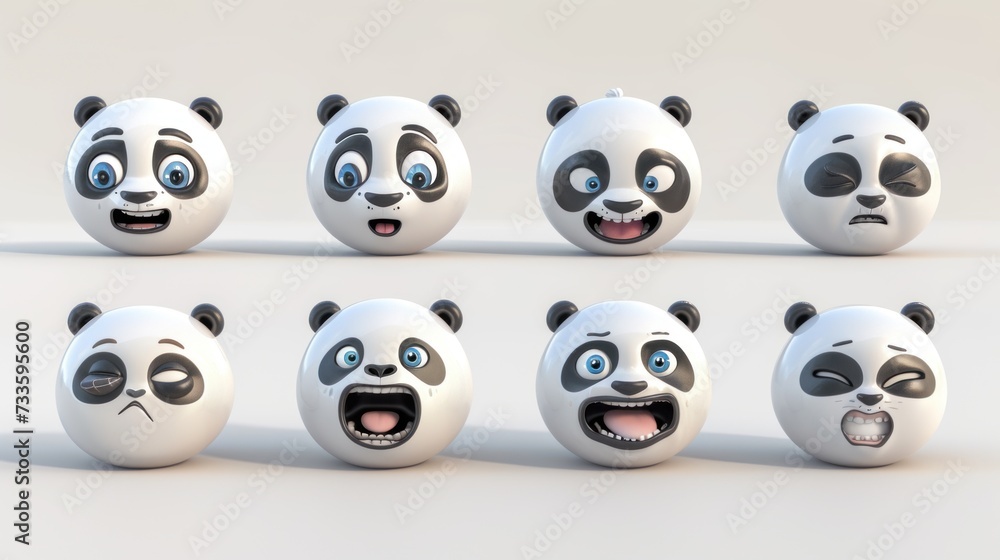 Wall mural Diverse Facial Expressions of a Panda - Wall murals