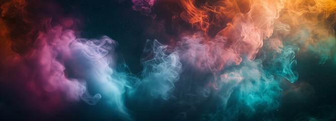 Vibrant smoke swirls with a cosmic color palette.