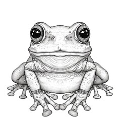 Fototapeta premium Cute frog, Black and white coloring book. coloring pages for children.