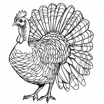Turkey, poultry, black and white coloring book. coloring pages for children.
