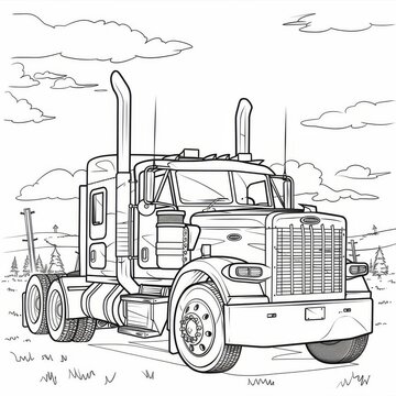 Car, truck, transport. A black and white coloring book. coloring pages for children.