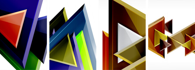 Triangle composition poster background set for wallpaper, business card, cover, poster, banner, brochure, header, website