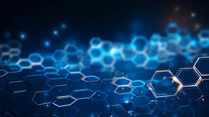Digital technology hexagon cyber security concept, blue technology background