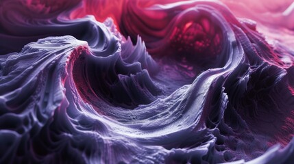 Abstract fluid art with swirling patterns of magenta and violet hues.