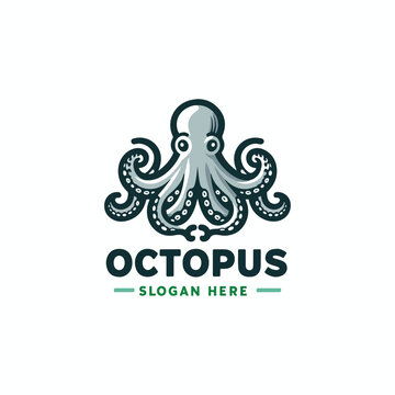 octopus logo design flat color vector